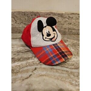 Disney Junior Mickey Mouse Baseball Hat Cap Tartan Plaid Raised Ears Youth
